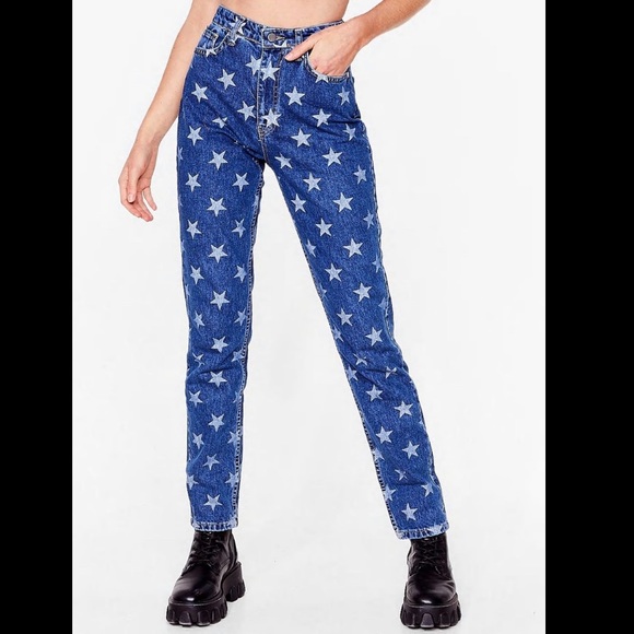 Nasty Gal star printed jeans - Picture 1 of 4